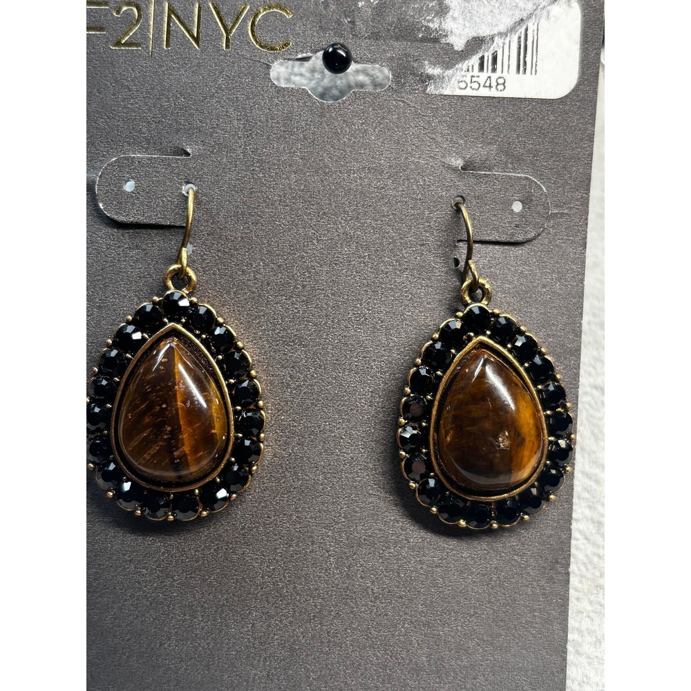 #17. Gold-tone Tiger Eye Crystal Earrings